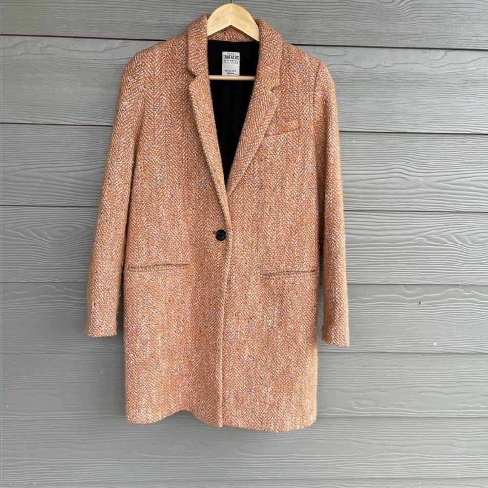 Zara orange tweed peacoat SIZE SMALL